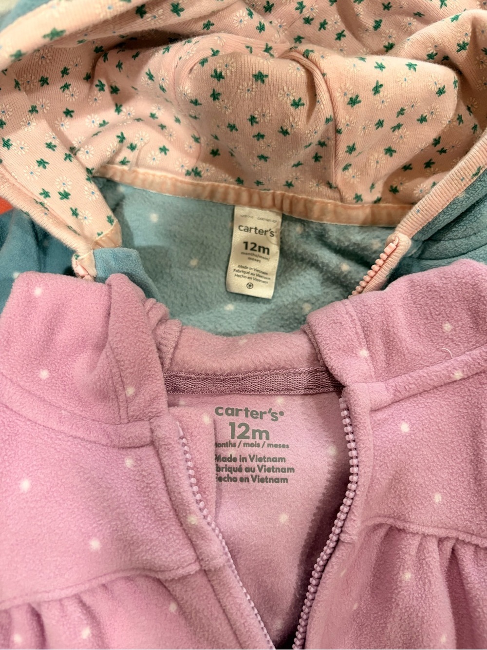 Carter's Purple and blue Hooded Baby Rompers Set - Picture 3 of 3